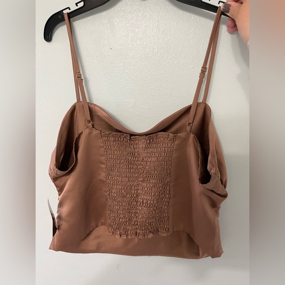 Brown satin crop top - Picture 2 of 3